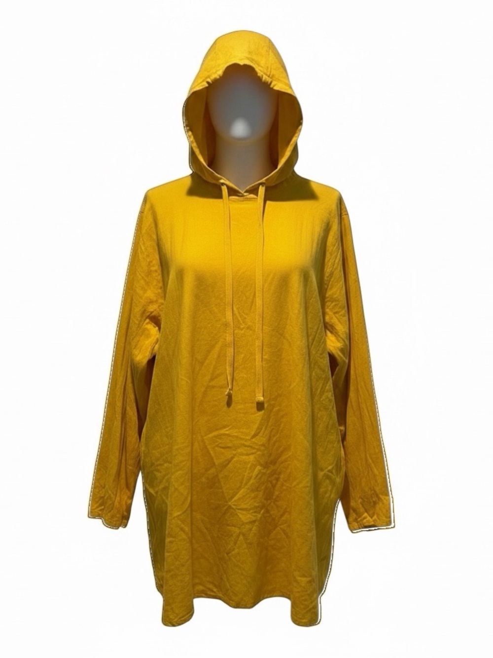 Golden Yellow Flax Hoodie Tunic Lightweight Linen Top w/Pockets! 2G XXL 56” Bust
